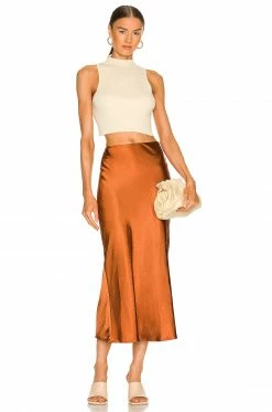 Camila Coelho Gysele Midi Skirt In Brown -CAMILA COELHO Sales COEL WQ83 V4