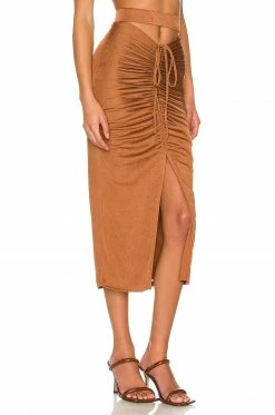 Camila Coelho Janelle Midi Skirt In Chestnut Brown -CAMILA COELHO Sales COEL WQ92 V2