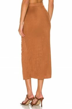Camila Coelho Janelle Midi Skirt In Chestnut Brown -CAMILA COELHO Sales COEL WQ92 V3