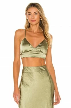 Camila Coelho Michelle Crop Top In Sage