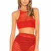 Camila Coelho Ipanema Crochet Top In Coral Red -CAMILA COELHO Sales COEL WS10 V1