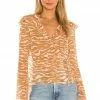 Camila Coelho Sky Wrap Top In Brown Zebra -CAMILA COELHO Sales COEL WS127 V1