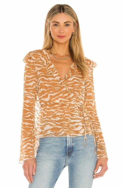 Camila Coelho Sky Wrap Top In Brown Zebra -CAMILA COELHO Sales COEL WS127 V1