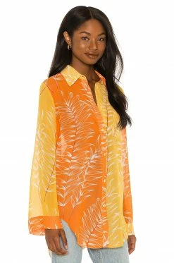 Camila Coelho Brynn Shirt Dress In Yellow & Orange 7 Camila Coelho Brynn Shirt Dress In Yellow & Orange -CAMILA COELHO Sales COEL WS129 V2