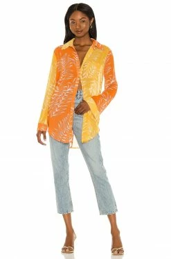 Camila Coelho Brynn Shirt Dress In Yellow & Orange 9 Camila Coelho Brynn Shirt Dress In Yellow & Orange -CAMILA COELHO Sales COEL WS129 V4