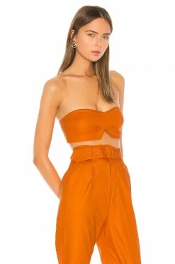 Camila Coelho Josephina Crop Top In Desert Orange -CAMILA COELHO Sales COEL WS12 V2