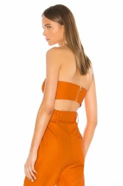 Camila Coelho Josephina Crop Top In Desert Orange -CAMILA COELHO Sales COEL WS12 V3