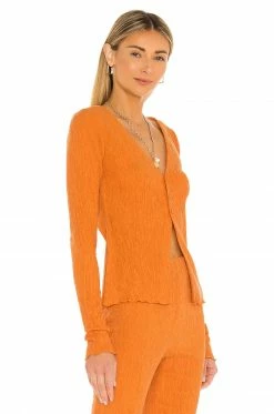 Camila Coelho Tais Long Sleeve Top In Sunset Orange -CAMILA COELHO Sales COEL WS133 V2
