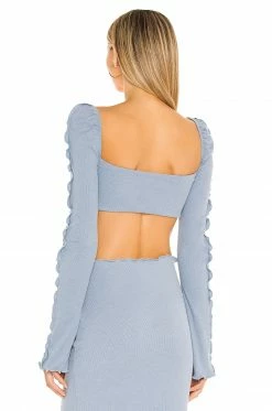 Camila Coelho Logan Crop Top In Baby Blue -CAMILA COELHO Sales COEL WS136 V3