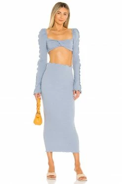 Camila Coelho Logan Crop Top In Baby Blue -CAMILA COELHO Sales COEL WS136 V4