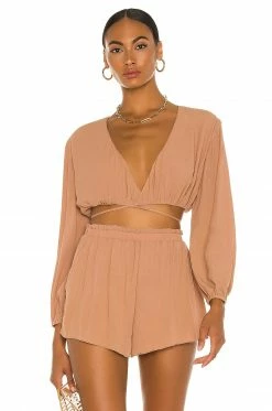Camila Coelho Hattie Top In Taupe