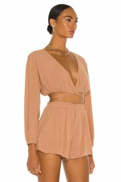 Camila Coelho Hattie Top In Taupe 7 Camila Coelho Hattie Top In Taupe -CAMILA COELHO Sales COEL WS137 V2