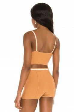 Camila Coelho Claudine Crochet Top In Tan & White -CAMILA COELHO Sales COEL WS141 V3