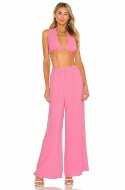 Camila Coelho Devon Crop Top In Hot Pink -CAMILA COELHO Sales COEL WS145 V4