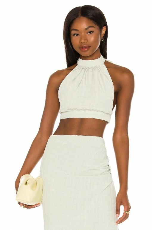 Camila Coelho Eden Crop Top In Sage -CAMILA COELHO Sales COEL WS151 V1