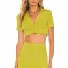 Camila Coelho Bennie Crop Shirt In Yellow Green 2 Camila Coelho Bennie Crop Shirt In Yellow Green -CAMILA COELHO Sales COEL WS152 V1