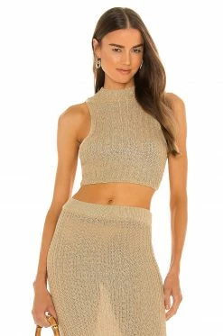 Camila Coelho Cleo Top In Gold Flax