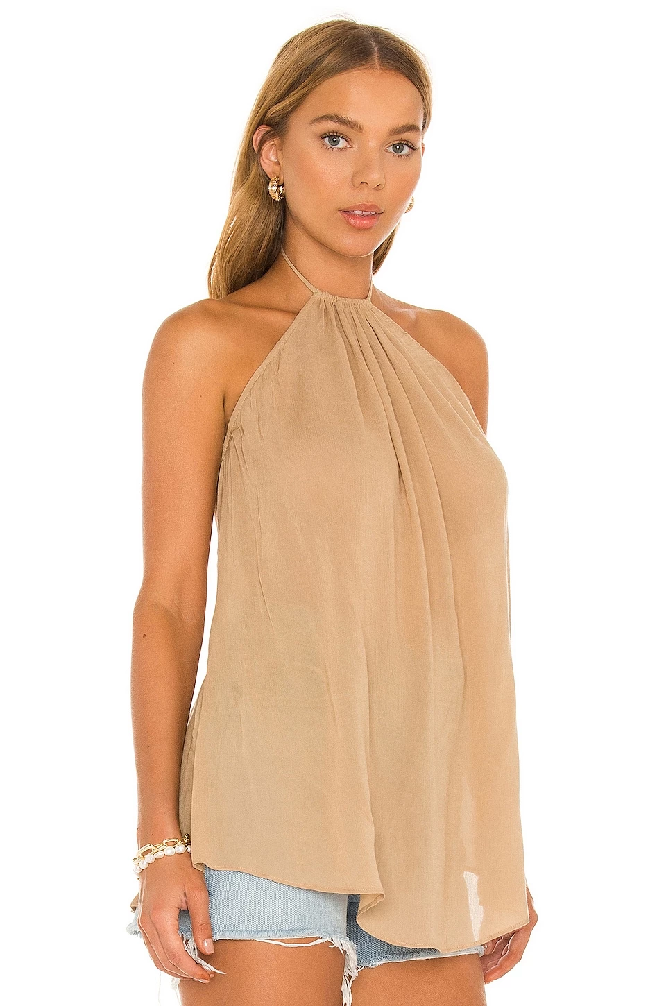 Camila Coelho Diara Halter Tunic In Hazelnut 4 Camila Coelho Diara Halter Tunic In Hazelnut - Image 2