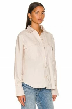 Camila Coelho Kristiana Oversized Shirt In Beige -CAMILA COELHO Sales COEL WS175 V2