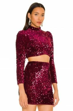 Camila Coelho Edna Top In Burgundy -CAMILA COELHO Sales COEL WS182 V2