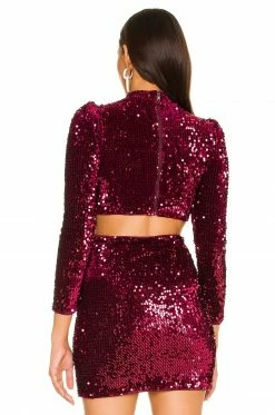 Camila Coelho Edna Top In Burgundy -CAMILA COELHO Sales COEL WS182 V3