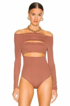 Camila Coelho Shaelle Bodysuit In Brick Mauve -CAMILA COELHO Sales COEL WS184 V2