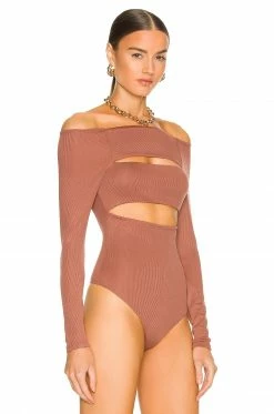 Camila Coelho Shaelle Bodysuit In Brick Mauve -CAMILA COELHO Sales COEL WS184 V3