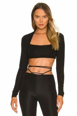 Camila Coelho Raquelle Crop Top In Black