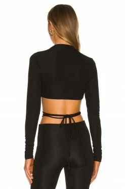 Camila Coelho Raquelle Crop Top In Black -CAMILA COELHO Sales COEL WS186 V3