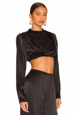 Camila Coelho Chelsie Crop Top In Black -CAMILA COELHO Sales COEL WS188 V2