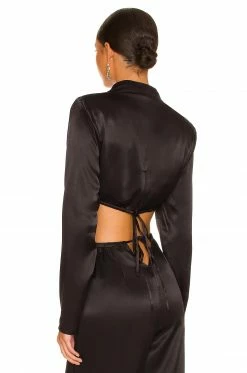 Camila Coelho Chelsie Crop Top In Black -CAMILA COELHO Sales COEL WS188 V3