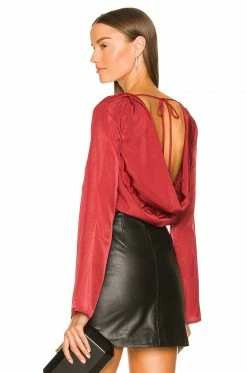 Camila Coelho Amoura Bodysuit In Burgundy