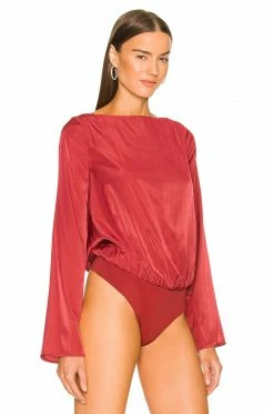 Camila Coelho Amoura Bodysuit In Burgundy -CAMILA COELHO Sales COEL WS205 V3