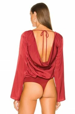 Camila Coelho Amoura Bodysuit In Burgundy -CAMILA COELHO Sales COEL WS205 V4