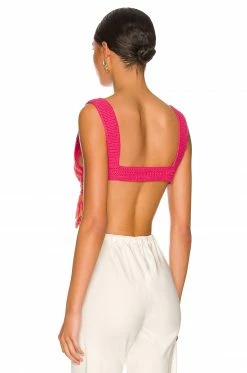 Camila Coelho Mira Hand Crochet Fringe Top In Raspberry & Orange -CAMILA COELHO Sales COEL WS207 V3