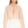 Camila Coelho Louie Leather Button Down In Nude -CAMILA COELHO Sales COEL WS211 V1