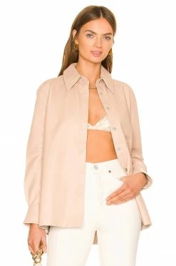 Camila Coelho Louie Leather Button Down In Nude 8 Camila Coelho Louie Leather Button Down In Nude -CAMILA COELHO Sales COEL WS211 V2