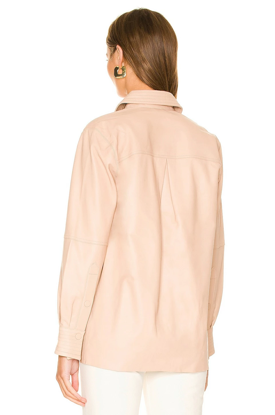Camila Coelho Louie Leather Button Down In Nude 6 Camila Coelho Louie Leather Button Down In Nude - Image 4