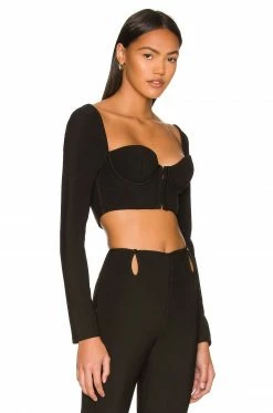 Camila Coelho Kora Crop Top In Black -CAMILA COELHO Sales COEL WS216 V2