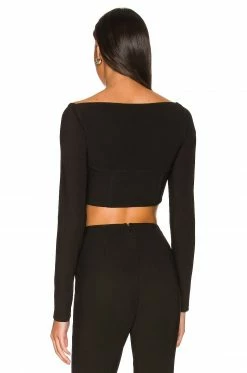 Camila Coelho Kora Crop Top In Black -CAMILA COELHO Sales COEL WS216 V3