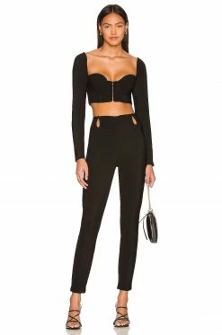 Camila Coelho Kora Crop Top In Black -CAMILA COELHO Sales COEL WS216 V4