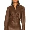 Camila Coelho Nelli Leather Blouse In Brown -CAMILA COELHO Sales COEL WS218 V1