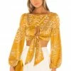Camila Coelho Marcia Top In Gold Tropical -CAMILA COELHO Sales COEL WS26 V1