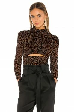 Camila Coelho Kristi Top In Brown Leopard