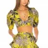 Camila Coelho Kahlo Crop Top In Yellow Floral
