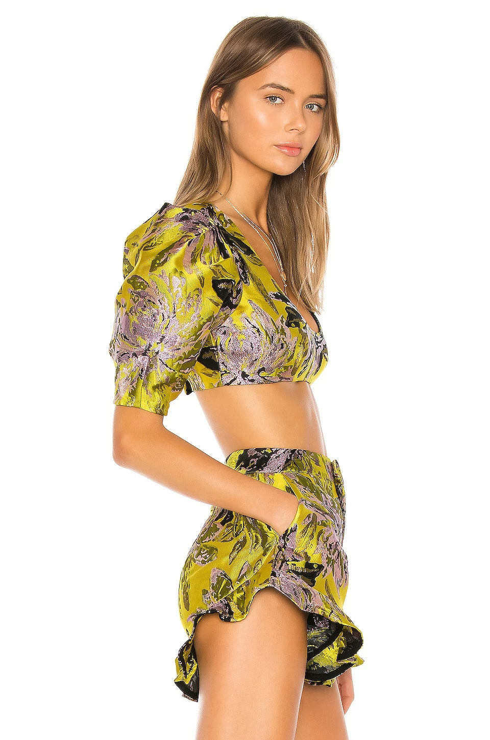 Camila Coelho Kahlo Crop Top In Yellow Floral 4 Camila Coelho Kahlo Crop Top In Yellow Floral - Image 2