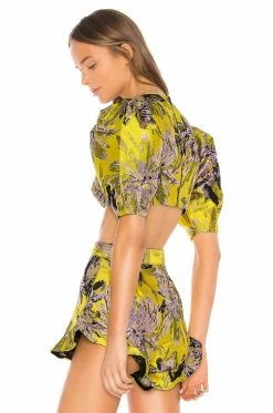 Camila Coelho Kahlo Crop Top In Yellow Floral 8 Camila Coelho Kahlo Crop Top In Yellow Floral -CAMILA COELHO Sales COEL WS4 V3
