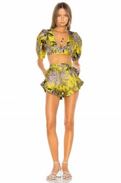 Camila Coelho Kahlo Crop Top In Yellow Floral 9 Camila Coelho Kahlo Crop Top In Yellow Floral -CAMILA COELHO Sales COEL WS4 V4