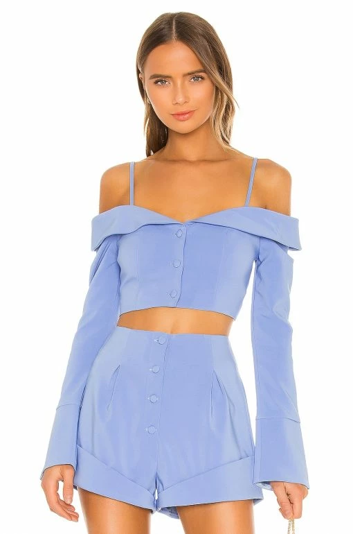 Camila Coelho Paulina Top In Periwinkle Blue -CAMILA COELHO Sales COEL WS70 V1