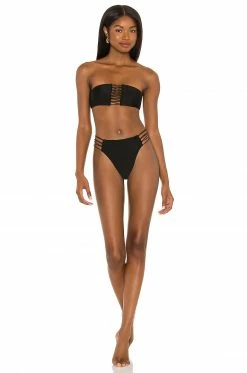 Camila Coelho Laura High Waist Bottom In Black -CAMILA COELHO Sales COEL WX104 V4